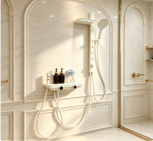 Ensemble <span class=keywords><strong>de</strong></span> <span class=keywords><strong>douche</strong></span> <span class=keywords><strong>thermostatique</strong></span> gris anthracite poli pour marché européen avec robinet en céramique, jets latéraux massants et <span class=keywords><strong>colonne</strong></span> <span class=keywords><strong>de</strong></span> <span class=keywords><strong>douche</strong></span> verticale - Product Image 5