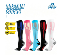 Chaussettes de compression tricotées mi-hautes avec logo personnalisé, respirantes, à compression, pour l'hiver, durables, pour la course à pied, le cyclisme, les sports, OEM ODM
