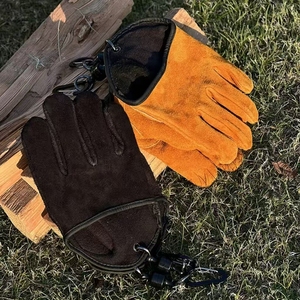 Guantes de barbacoa de cuero vacuno resistentes al calor y antideslizantes, portátiles, ignífugos, de cuero genuino, antideslizantes, para pesca. - Product Image 5