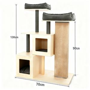 Árbol rascador moderno de lujo para gatos de sisal y madera con cama, plataforma de descanso, cueva y gran espacio - Personalización OEM - Product Image 2