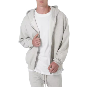 Ventes chaudes, sweat à capuche zippé surdimensionné pour homme en molleton français lourd 500 g/m², décontracté, ample, sport, sweat à capuche zippé pour homme - Product Image 5