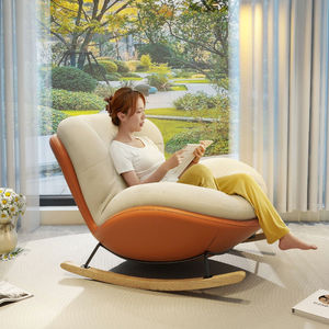 Nórdico moderno de lujo de cuero duradero sala de estar mecedora reclinable salón sofá individual perezoso silla tapizada relajarse muebles - Product Image 3