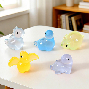 Breloques en résine de dinosaures colorés, figurines de dinosaures lumineuses pour micro-paysages, accessoires de jardin féerique DIY - Product Image 3