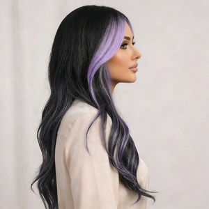 <span class=keywords><strong>2026</strong></span> פאה נשית אופנתית חמה סיבים סינתטיים עם תחרה שקופה צביעת שיער בגוון סגול עם גוונים מדורגים SM398-2 - Product Image 5