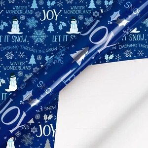 Custom Eco-Friendly Recyclable <b>Blue</b> Christmas Tree Snowflake Pattern Gift Wrapping <b>Paper</b> <b>Roll</b> Art <b>Paper</b> 100GSM Coated Waterproof - Product Image 4