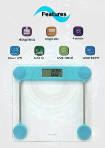 เครื่องชั่งน้ำหนักส่วนบุคคลระบบดิจิทัลน้ำหนักความจุ180กก. ใช้แบตเตอรี่อัจฉริยะ100กรัม - Product Image 6