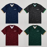 Maillot de football à col en V imprimé floral intégral, style streetwear décontracté, 100 % polyester, sublimation, OEM, faible MOQ