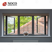 Vidrio de doble capa de aleación de aluminio tradicional negro social con ventanas abatibles de rejilla