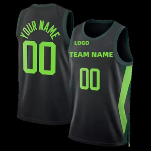 Grosir Jersey basket tim AS warna hijau hitam putih dengan Logo bordir seragam Tatum 00 tekanan panas untuk musim panas - Product Image 3