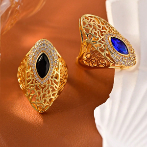 Anillo de Lujo Chapado en Oro con <span class=keywords><strong>Gema</strong></span>, Anillo Turco de Filigrana de Dubái con Circonita, Joyería Árabe para Mujer, Regalo de Boda - Product Image 5