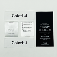Étiquettes de soin en satin tissé personnalisées, imprimées, pliées au centre, avec instructions d'entretien et tailles, lavables, pour vêtements