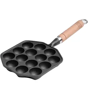 Custom Logo China Supplier Japanese Pan Escargot Maker Cast Iron Teppanyaki Pan Egg Puffs Pan