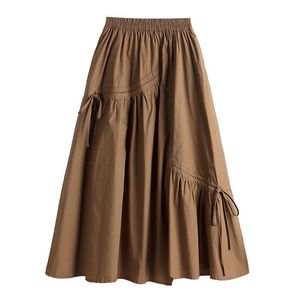 High Waist A-Line Kids Summer Casual Swing <strong>Skirt</strong> Cross-Border New Arrival Slimming Irregular Strap Mid-Length Plain Dyed - Product Image 4
