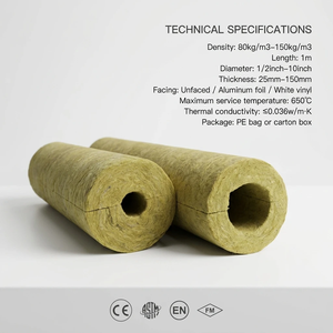 Laine de roche CE avec revêtement en feuille d'aluminium 120 kg/m³ <span class=keywords><strong>Isolation</strong></span> thermique et acoustique pour l'<span class=keywords><strong>isolation</strong></span> des <span class=keywords><strong>tuyaux</strong></span> industriels - Product Image 1