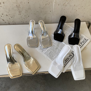 รองเท้าส้นสูงใสแบบส้นเข็มสำหรับผู้หญิง รองเท้าแตะเปิดนิ้วเท้าสำหรับงานปาร์ตี้ฤดูร้อน รองเท้าแตะลำลองสำหรับผู้หญิง - Product Image 1