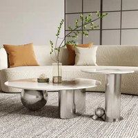 Table basse moderne, base en acier inoxydable doré, plateau en pierre frittée blanche, style italien, salon, salle à manger, meubles de maison