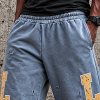 Shorts de survêtement 3/4 en coton vieilli personnalisés, style streetwear d'été, coupe capri, imprimés, amples et longs pour hommes