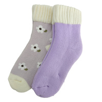 Chaussettes en tricot épais antidérapantes respirantes de haute qualité personnalisées, motif floral jacquard mignon et tendance, chaudes pour femmes, hiver et automne
