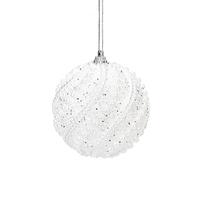 Set Ornamen Bola Natal 8cm Berhias Mutiara Berkilau, Anti Pecah, Motif Spiral Bergaris, Dekorasi Pohon Natal, Hiasan Gantung untuk Pesta Liburan