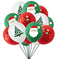Ensemble de ballons de Noël en forme de poisson imprimés de 12 pouces pour décorations de fête Rouge Vert Blanc Latex épaissi
