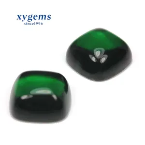 Hot sale emerald green cushion cut cabochon glass gems from Wuzhou