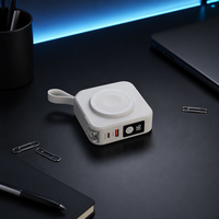 Batterie externe multifonctionnelle de voyage 10000mAh avec prise AC intégrée, charge rapide PD20W, câble double L C intégré, chargeur sans fil 15W