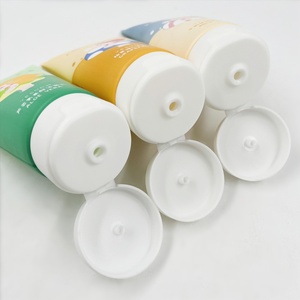 Manufacturer Cute Custom 180ml <b>Plastic</b> Squeeze Round <b>Tube</b> Facial Cleanser Cream <b>Tubes</b> Set with Flip Cover for Cosmetic Packaging - Product Image 3