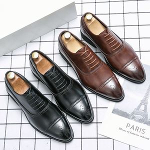 Chaussures habillées en cuir véritable pour hommes, style Oxford, à bout pointu, à lacets, couleur noire unie, pour le bureau, la carrière, toutes saisons - Product Image 6