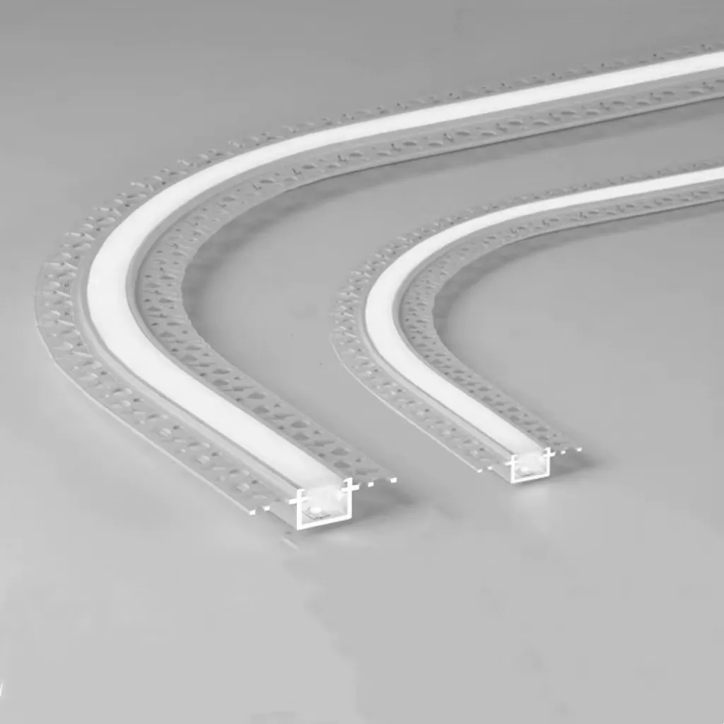Nuevo artículo Canal LED de Aluminio flexible para paneles de yeso tira de luz LED perfil cubierta de PC difusor Led empotrado 3m