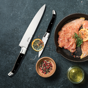 Ensemble de couteaux de cuisine à manche en bois, en acier inoxydable, Santoku, utilitaire, à éplucher, à steak, Laguiole, résistant au lave-vaisselle - Product Image 4
