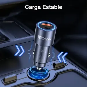 Caricabatterie da auto 38W 12-24V con 2 porte USB-C e USB-A, ricarica rapida PD QC con cavo da 1M, compatibile con batteria da 20Ah, iPhone 16/15/14/13/12 - Product Image 6