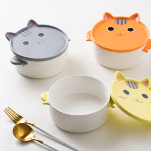 Creative Meng Mao instant noodle soup salad bowl Japanese binaural ceramic insulated bento bowl