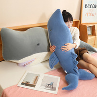 Coussins rembourrés cachalot pour décoration intérieure, poupée baleine bleue artificielle