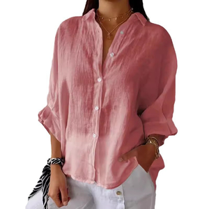 Blusa Holgada para Mujer Talla Grande, con Lazos en la Espalda, Hombros Caídos, Manga Tres Cuartos Ancha, Estilo Minimalista, Casual, para Oficina, Uso Diario - Product Image 4