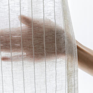 Nouveau rideau transparent en lin de coton à œillets, Jacquard avec bandes transparentes, - Product Image 4