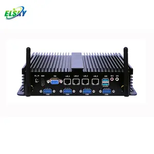 ELSKY-mini pc industrial sin ventilador SPC450 con CPU broadwell-u, 5. ª generación, 5500U CORE i7, 2/3/4 * LAN opcional, mini-pcie, potencia de 12V