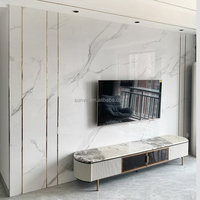 Panneaux muraux en pierre frittée grand format 800x2600mm, entièrement émaillés, effet marbre blanc Roman Impression pour salon, salle à manger et usage extérieur