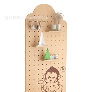 Qiqi Pegboard Wall <b>Shelf</b> Rectangle Wood Storage <b>Rack</b> With Elephant Design For Living Room Entrance Hall - Product Image 5