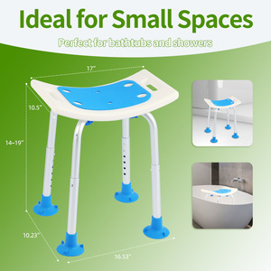 Tabouret de douche en alliage d'aluminium avec ventouses et support de pomme de douche pour équipement de sécurité de salle de bain - Product Image 3