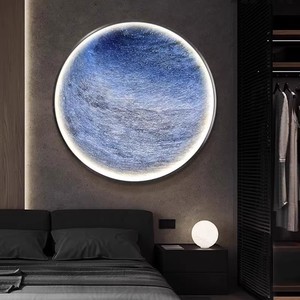 Pintura decorativa redonda de la Luna <span class=keywords><strong>para</strong></span> el vestíbulo <span class=keywords><strong>y</strong></span> la sala de estar, pintura con luz LED brillante - Product Image 6