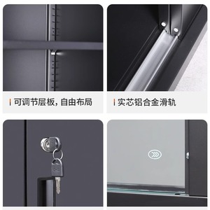 Black Filing Cabinet Thickened Sheet Metal Office Storage Cabinet With Glass Door Lockable For Document Archive And Organization - Product Image 4