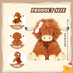 8660 Peluche di Mucca Highland con Fiocco Rosa, Giocattoli Morbidi OEM all'Ingrosso, Regali di <span class=keywords><strong>Natale</strong></span> Ideali per Bambini - Product Image 2
