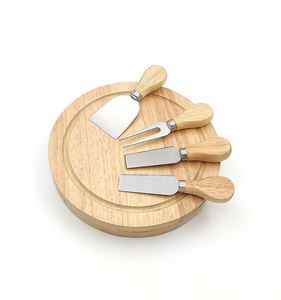 Nouvel ensemble d'accessoires de cuisine en bois au design tendance, planche à fromage ronde en bois avec couteaux, vente en gros - Product Image 4