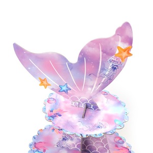 Soporte de Pastel de Papel de Tres Niveles con Diseño de Cola de Sirena DAMAI, Soporte Personalizado para Postres de Fiesta para Decoración de Cumpleaños - Product Image 2