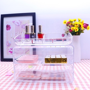 Claro acrílico organizador de maquillaje con <span class=keywords><strong>2</strong></span> cajones lápiz labial titular maquillaje cepillo organizador caja de maquillaje - Product Image 3