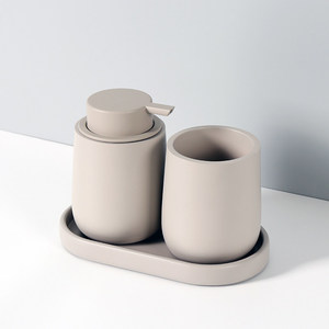 Set di 3 <span class=keywords><strong>Accessori</strong></span> per Bagno in Resina Stile Nordico Europeo, Dispenser Sapone, Portaspazzolino, Vassoio, Facile da Pulire - Product Image 3