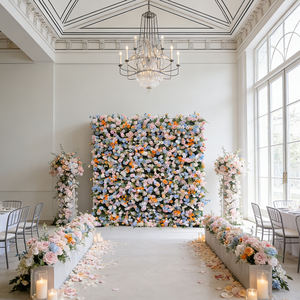 Wedding Decoration New 5D colorful Flower Wall Backdrop Artificial Silk Rose 8ft X 8ft Flower Wall for Decor - Product Image 1