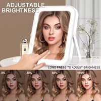 Portable simple face LED lumières miroir de vanité belle petite table de beauté compacte pliante voyage dressing de table