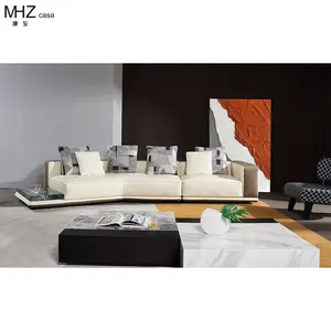 MHZ italien L forme de luxe tissu canapé pour Villa intérieur moderne meubles haut de gamme en cuir canapé ensemble Daniels sectionnel modulaire donc