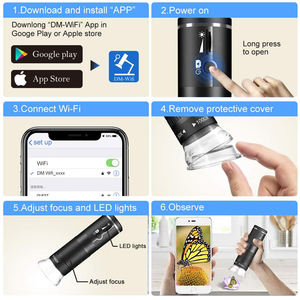 1000XデジタルWIFI顕微鏡8LED800mAh充電式1080Pスマートフォン顕微鏡カメラビデオPCBはんだスライド視聴用 - Product Image 6